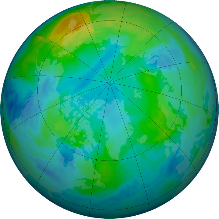 Arctic ozone map for 31 October 1986